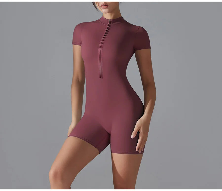 Yoga suit women jumpsuit One-Piece Suit short sleeved shorts Gym Push Up Workout Clothes Fitness Bodysuit Sportswear Tracksuit