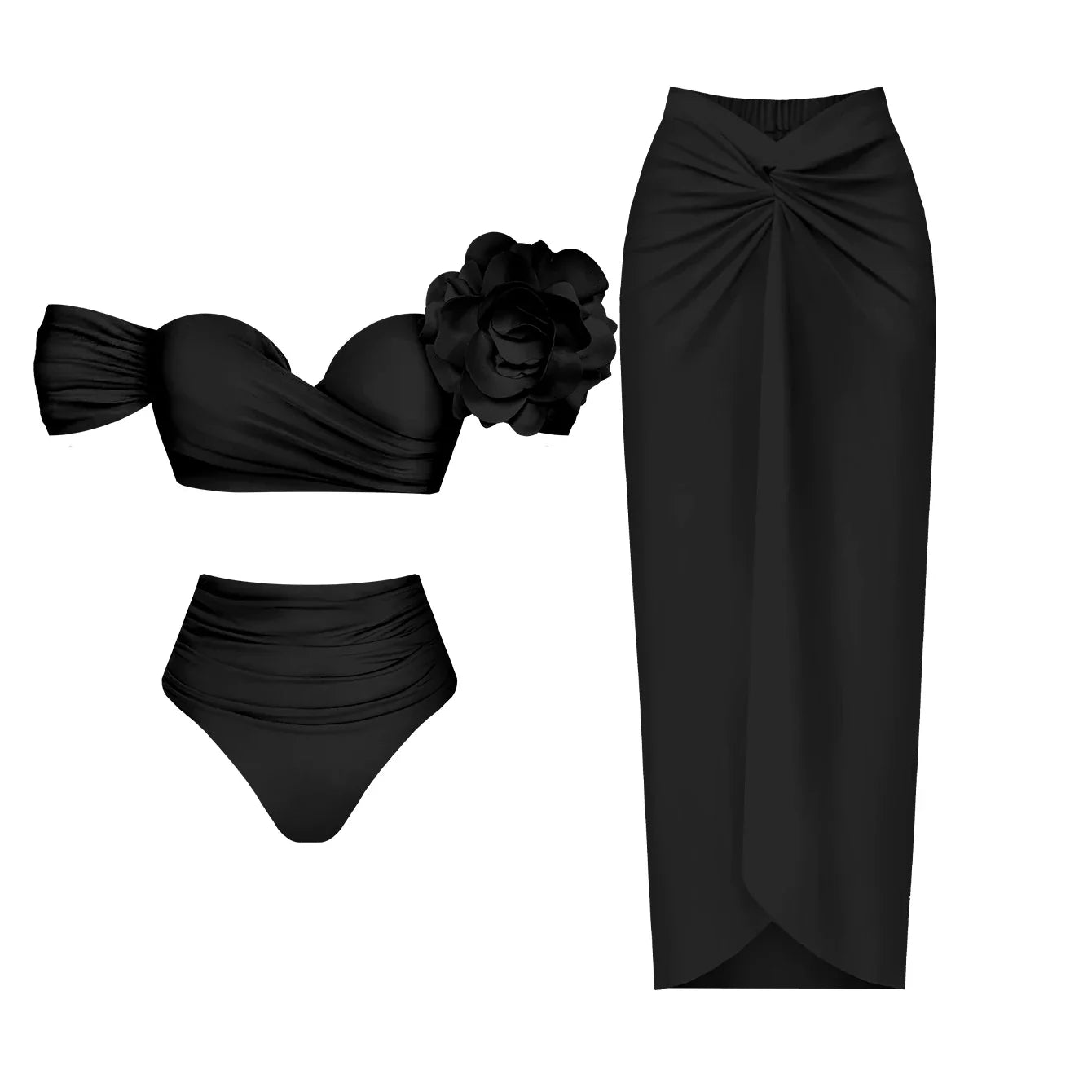Floral 2Pcs Sexy Swimsuit 2026 Bandeau Biquini Women Bikini Push Up  Swimwear Female Swim Suits Cover Up Bathingsuit Beachwear