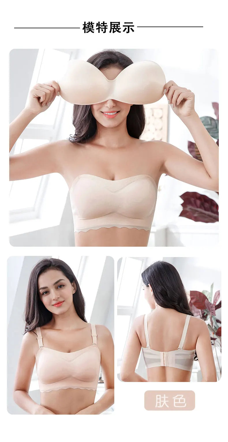 Push Up Bras for Women Underwear Invisible Strapless Bralette Large Size Brassiere Thin Mold Cap Bra 5XL 6XL Soutien Gorge Femme