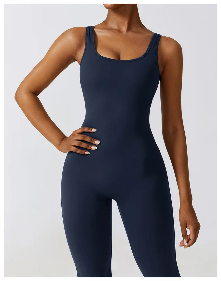 Women Sexy Back V Jumpsuit Gym Set Training Yoga Suit Sportswear Sports Jumpsuit Fitness Rompers Stretch Workout Bodysuits 8260