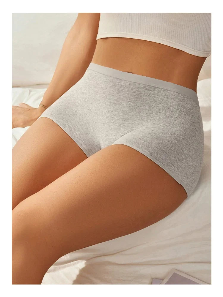 4Pcs/Set Women's Cotton Boxers Panties Seamless Sports Underwear Female Solid Color Cozy Lingerie Intimate Underpants XS-XL