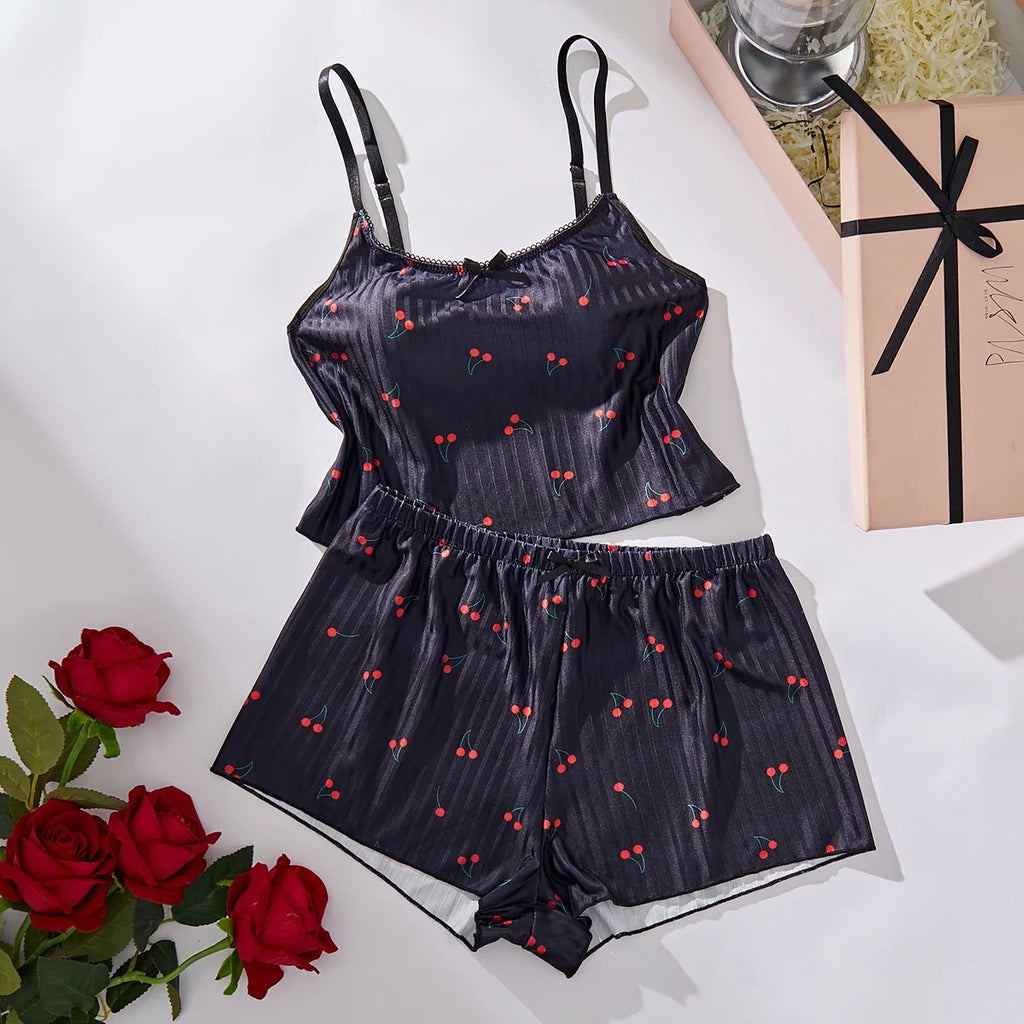 Ladies Sleepwear Set Strap Top And Short Pants Home Clothes Comfortable Soft Material Women's Nightgown Outfit