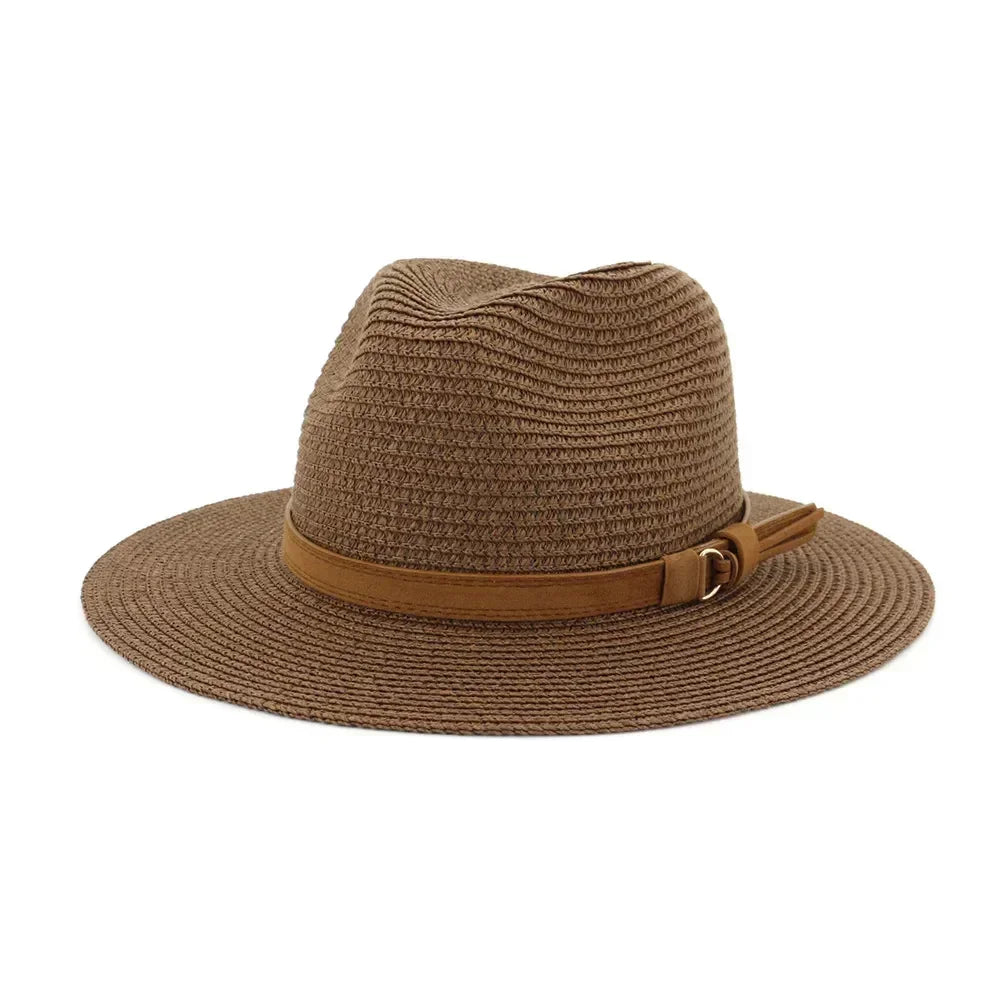 New Big Size 59-60CM Panama Hat Summer Sun Hats for Women Man Outdoor Beach Straw UV Protection Cap Chapeau Jazz Trilby Cap