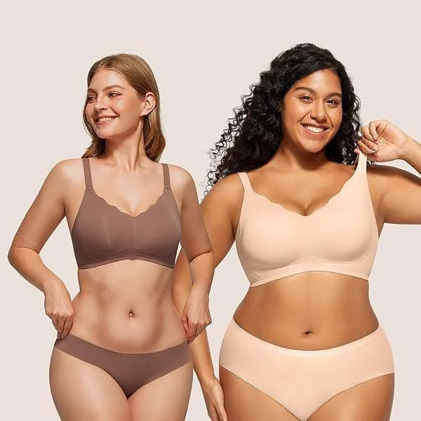 Women's Wavy Smooth Bra Wire-free and Seamless Bra Supports Side Breast Prevents Sagging Comfortable and Pushes Up