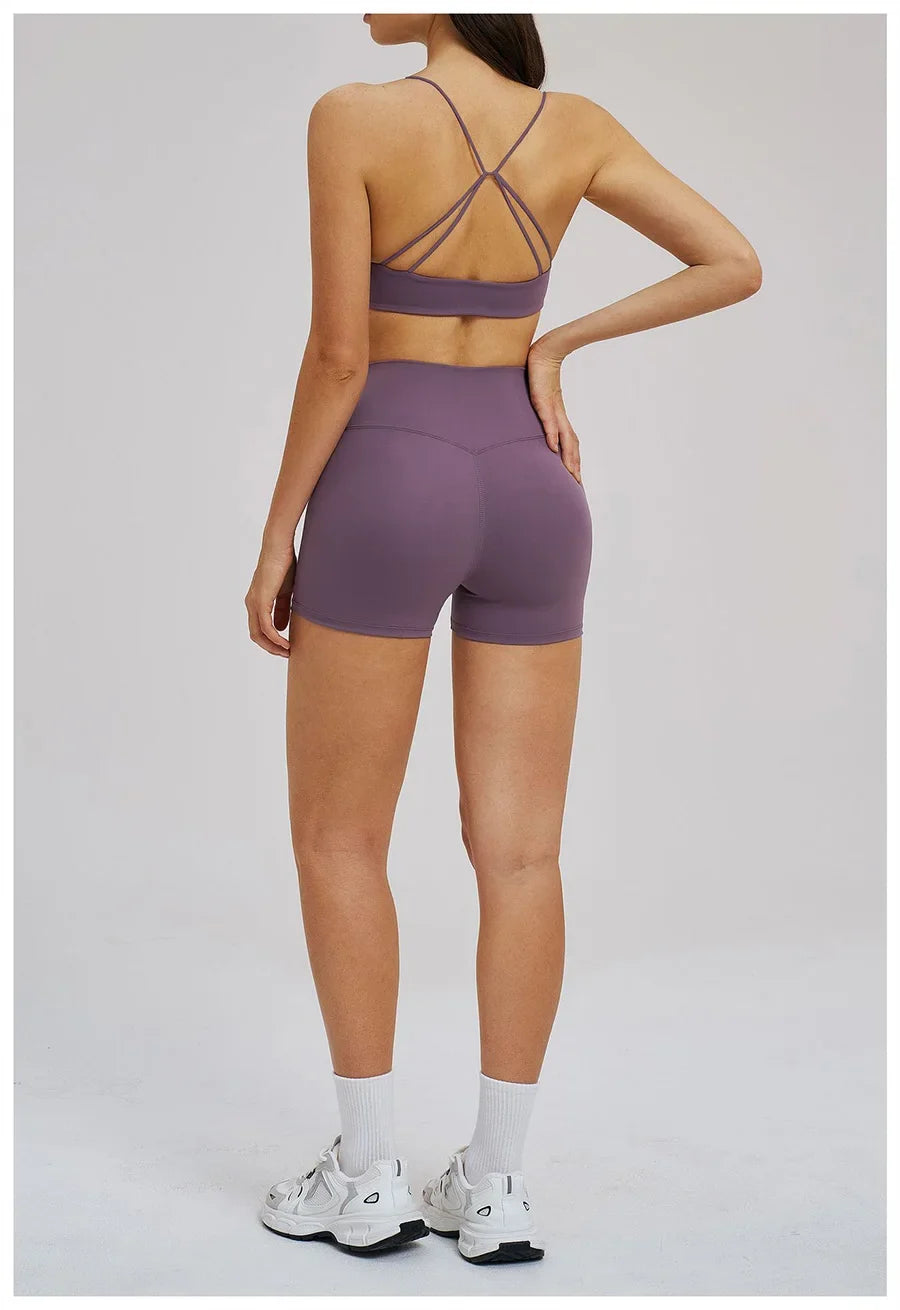 Women 2 Piece Gym Workout Set Female Bra Yoga Shorts Vest Fitness Wear Quick-Dry  Sports Bra Suits Sportswear Tracksuit Outfits
