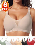 6pcs Women’s Bra Panties Everyday Wireless Push Up Lingerie Soft Briefs Seamless Bralettes, Breathable Padded Comfort Underpants