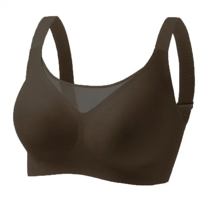 Women's Strapless Wire-free Mesh Bra Jelly-like Full Cup Bra with Side Support Comfortable and Beautiful Back Plus Up Bra