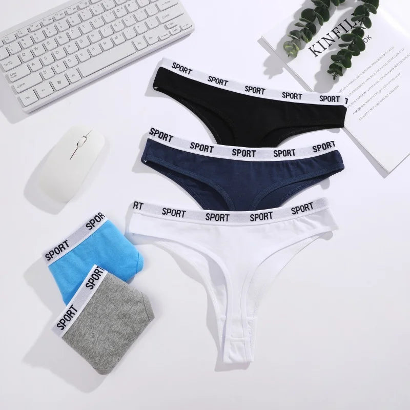 5Pcs/Set Women Thongs Cotton Panties Plus Zise Underwear Sexy G-String Low Waist Briefs Underpants Comfortable Lingerie S-XL