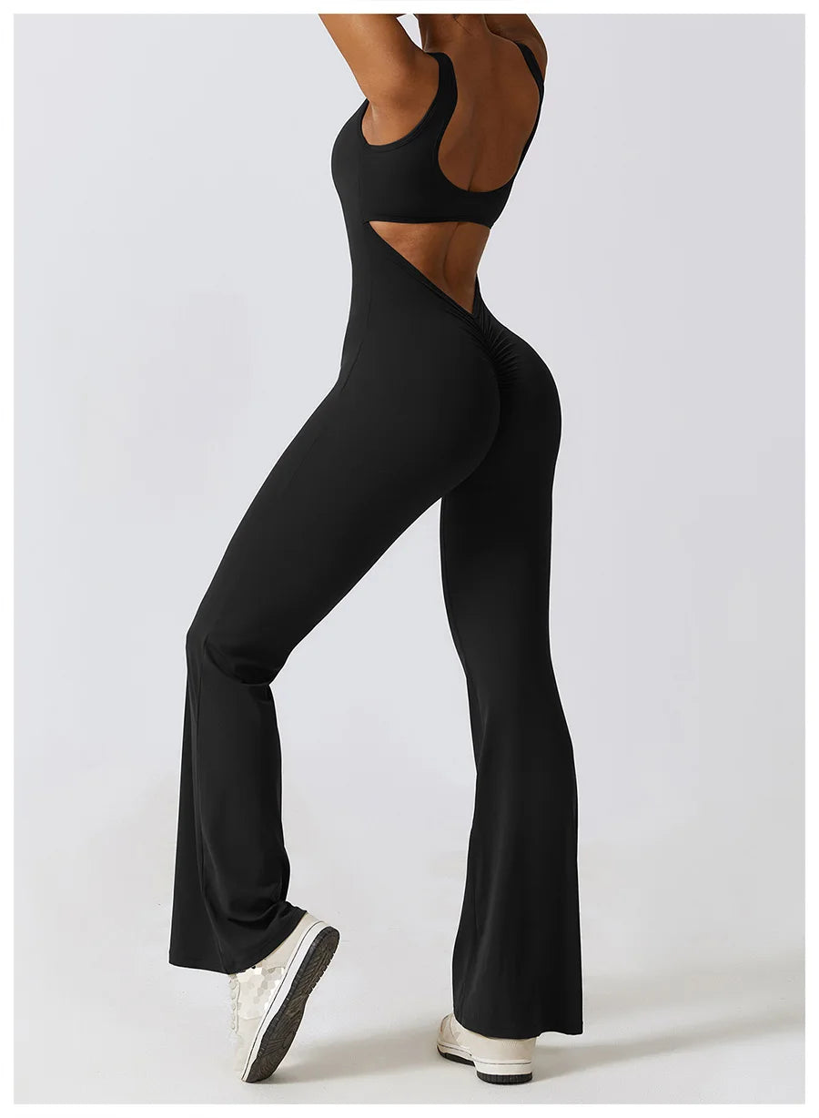 Women Sexy Back V Jumpsuit Gym Set Training Yoga Suit Sportswear Sports Jumpsuit Fitness Rompers Stretch Workout Bodysuits 8260