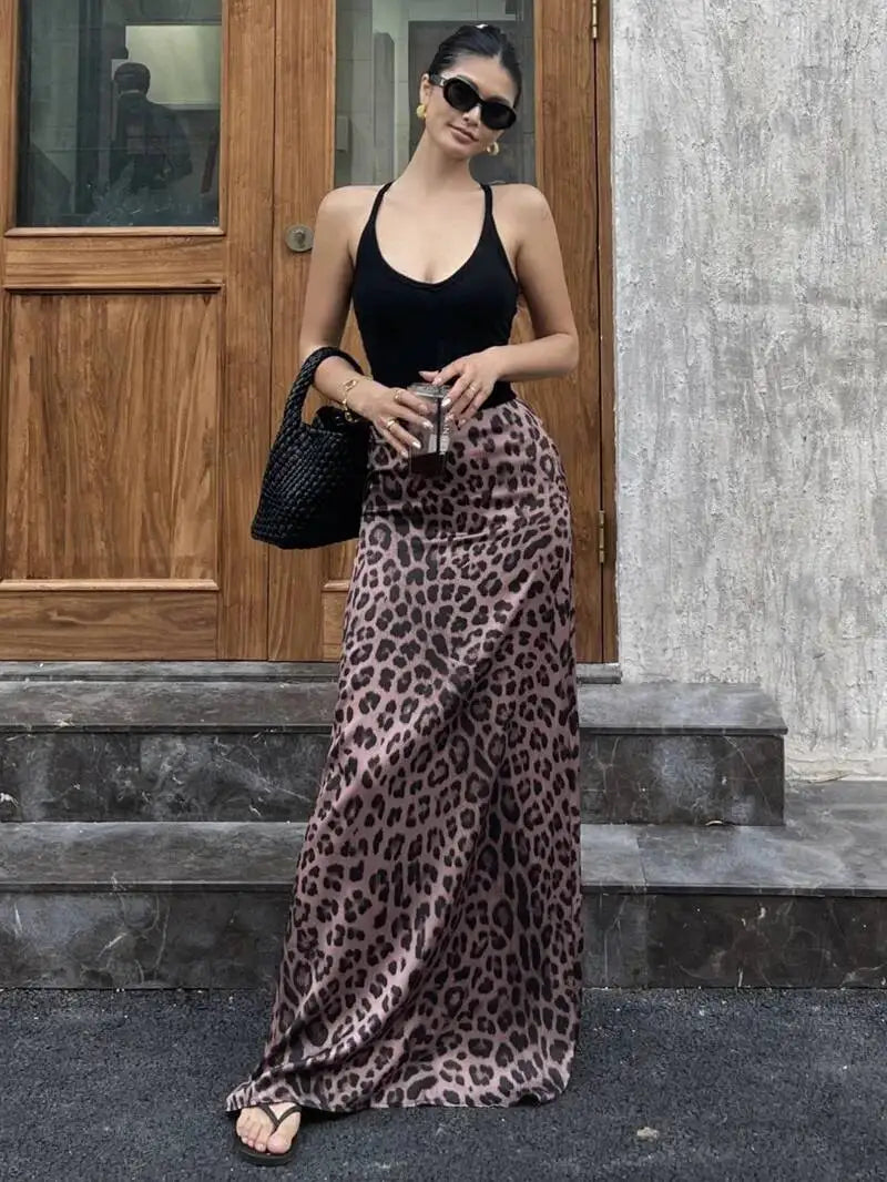 Sexy Leopard Print Half Length Skirt For Women's Summer New High Waist Slim Fashion Long Skirts Sweet Korean Women 2026 New 7KN