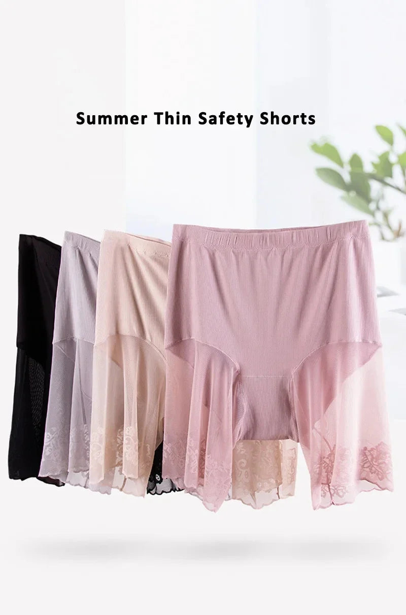 60-115 KG Plus Size Safety Short Pants Summer Women Seamless Underskirt Shorts Anti Rub Thigh Boyshorts Sexy Lace Women Boxers
