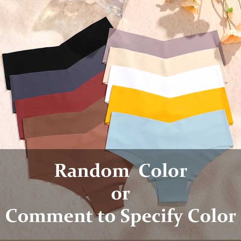 20PCS Women's Seamless Maillard Underwear Sexy V-Shaped Mid Waist Ice Silk Brief 10 Soild Color Cozy Stretch Sexy Underpant S-XL