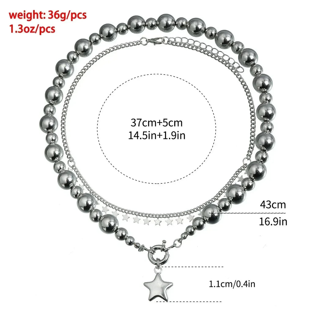 Fashion Heart Beaded Necklace for Women Boho Elegant Irregular Crystal Chain Y2K Choker Exquisite Party Gift Jewelry Accessories