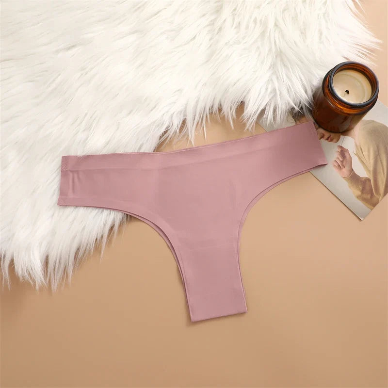 5PCS Seamless Maillard Panties Ultra-thin Brazilian panties Women Ice Silk Underwear Sexy Panty Low Waist G-string Female Solid