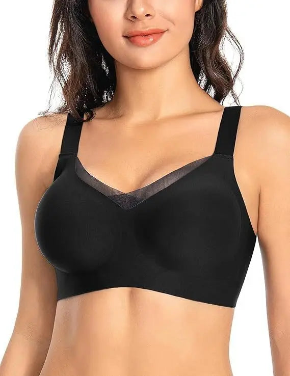 Women's Wire-Free Seamless Bra Full Cup Thin Molded Cup Beautiful and Comfortable Underwear Plus Up