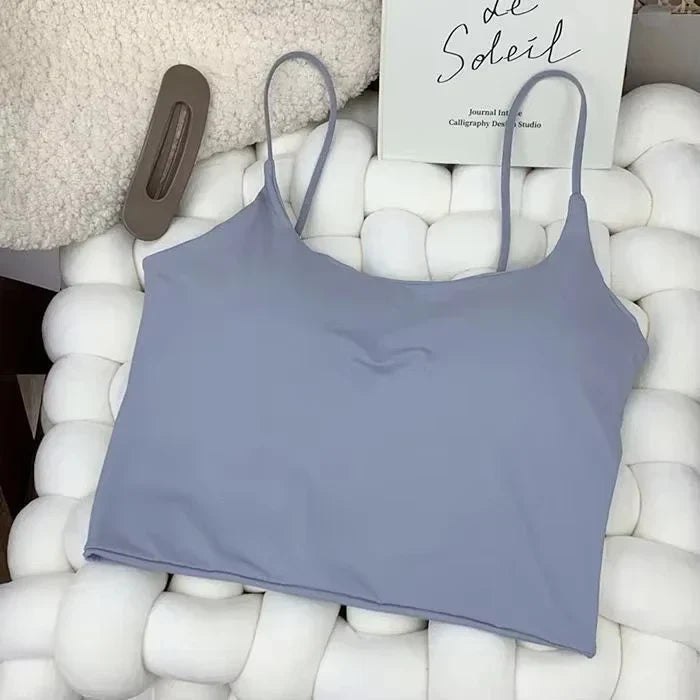 Summer Bra Top Sexy Women Ice Silk Crop Top Seamless Tube Tops Camisole Underwear Korean Fashion Solid Padded Bralette Vest