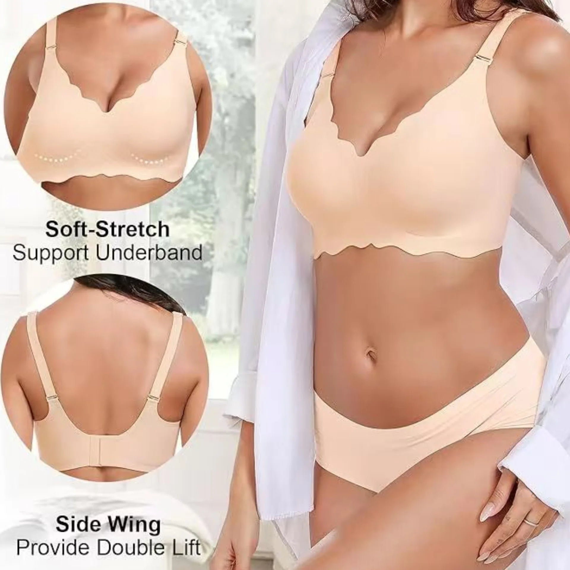 Plus-size Jelly-like Wire-free Bra Thin Molded Cups with A Wire-free Design Comfortable and Breathable Underwear Push Up