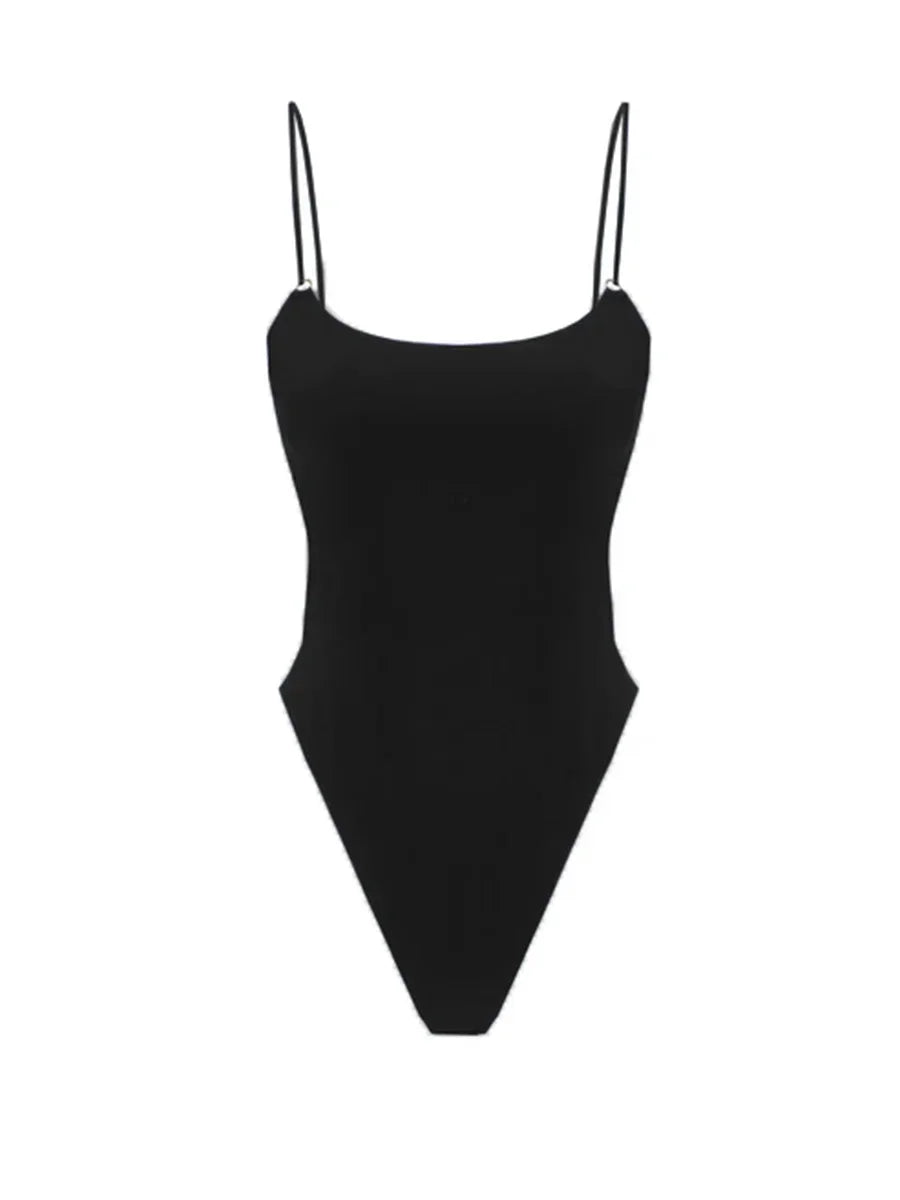 Sexy Black One Piece Swimsuit for Women 2024 Hollow Out Backless Bandage High Waist Monokini Bikini Beach Bathing Suit Swimwear