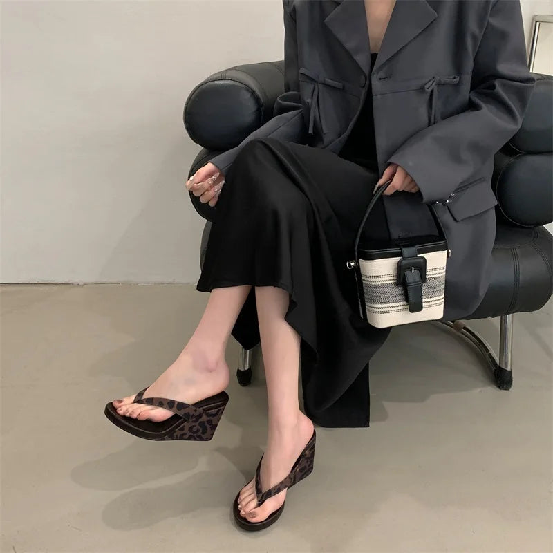 Aneikeh Fashion Summer Clip Toe Platform Wedges Women Slippers  Thick High Heels Beach Flip Flops Slide Shoes 2026