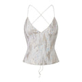Women's Summer Deep V Neck Sequin Tank Tops Summer Fashionable Backless Sleeveless Spaghetti Strap Slim Fit Camisole