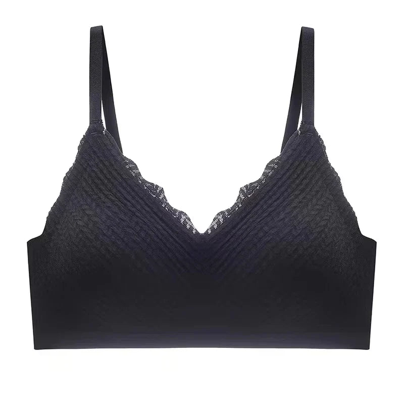 New Top Lace Seamless Women's Underwear Small Chest Gathered Non-slip No Steel Ring Sexy Sling Beautiful Back Bra Thin Section