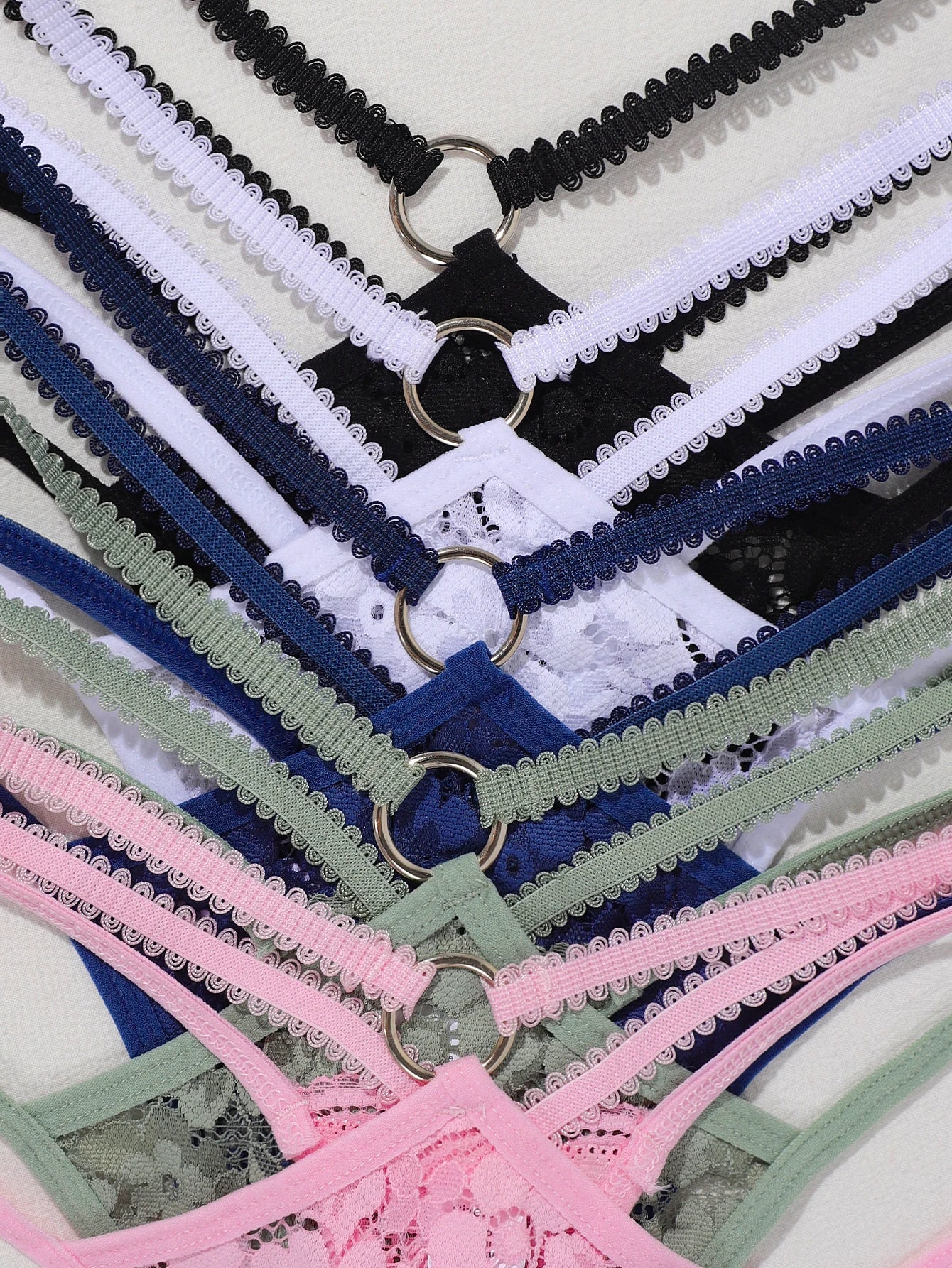 7pcs/pack Sexy Lace Women g-string Low Waist Solid Floral Panty Elegant Sexy Lingerie Comfortable Lady thongs Female Underwear