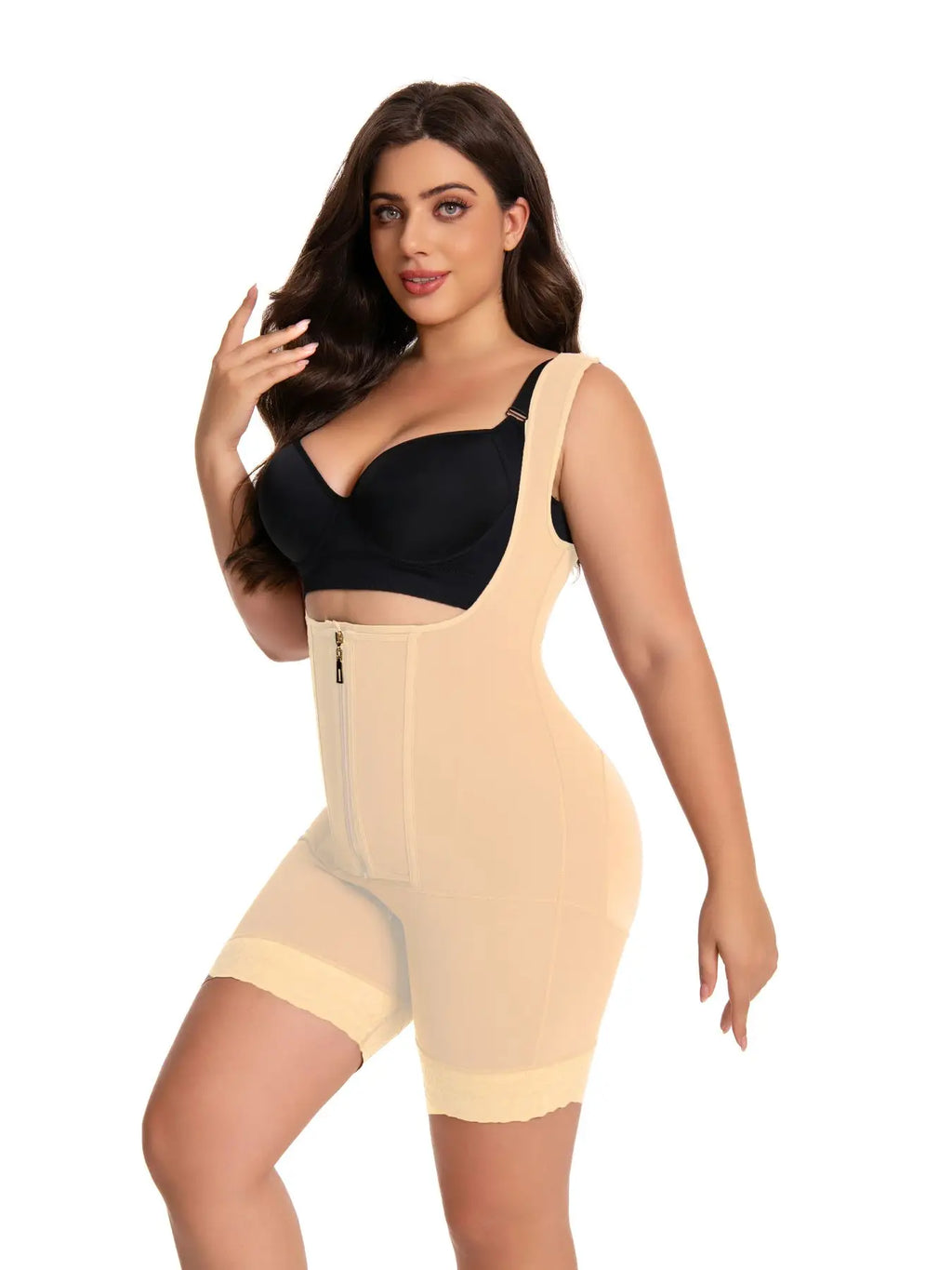 Women’s High-Waisted Lace Bodysuit Shapewear – Fajas Colombianas Tummy Control Body Shaper, Full Coverage Zipper Slimming Garmen