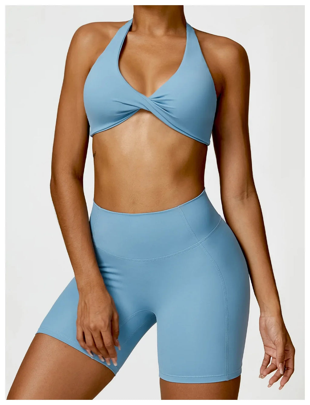 Women's Nylon Sports Bra Halter Sports Underwear Front Twist Naked Feel Sexy Yoga Gym Push Up Workout Padded Bralette Bathsuit