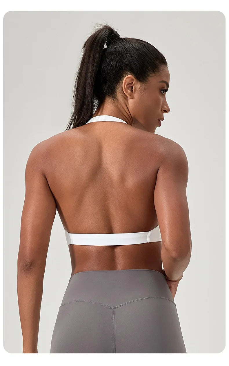 Women's Yoga Bra Halter Back Fitness Underwear Sexy Wire-Free Sports Vest Comfortable Breathable Bra