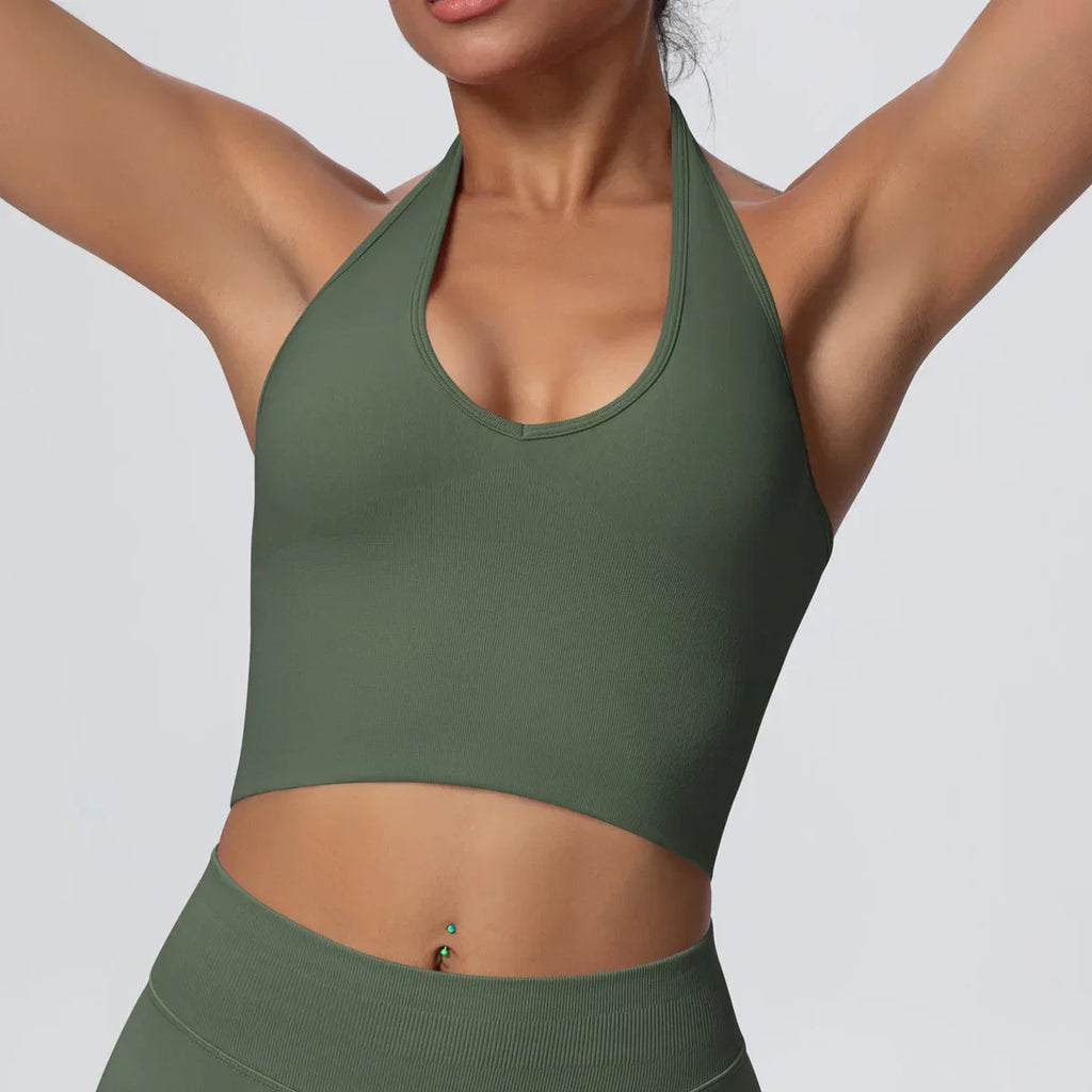 Gym Tops Women Halter Top Gym Vest Woman Sexy Backless Push Up Sport Bras Running Vest Workout Tops Activewear Yoga Fitness Vest