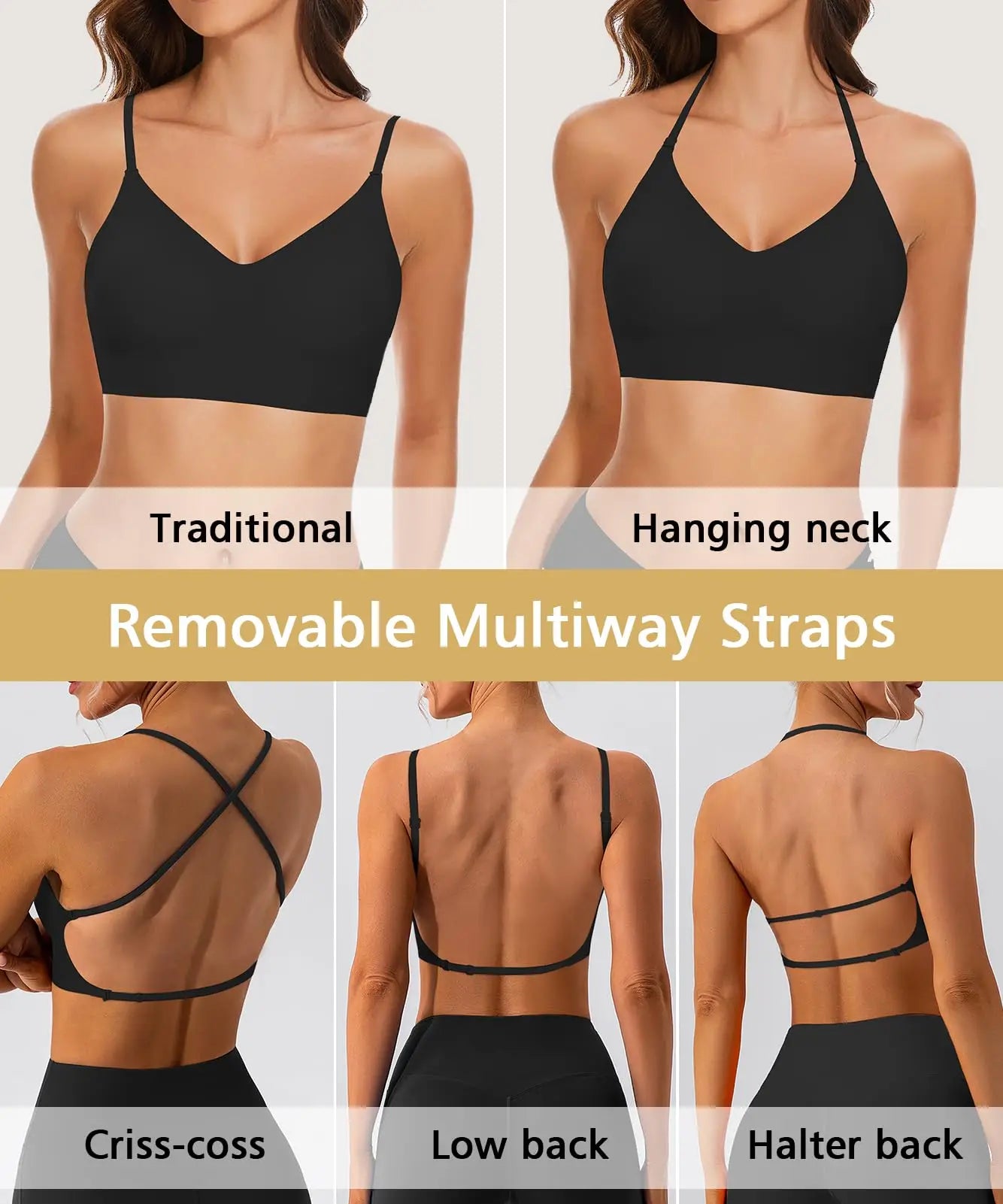 Women Sexy Lingerie Invisible Bra Deep U Plunge Bras Backless Top for Dresses, Transparent Strap Push Up Back Sling Underwear