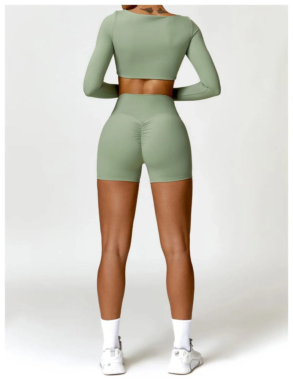 Hearuisavy Summer Casual Quick Dry Sportswear Women Square Neck Gym Top Women Fitness Sports Crop Top Long Sleeve Yoga Clothing