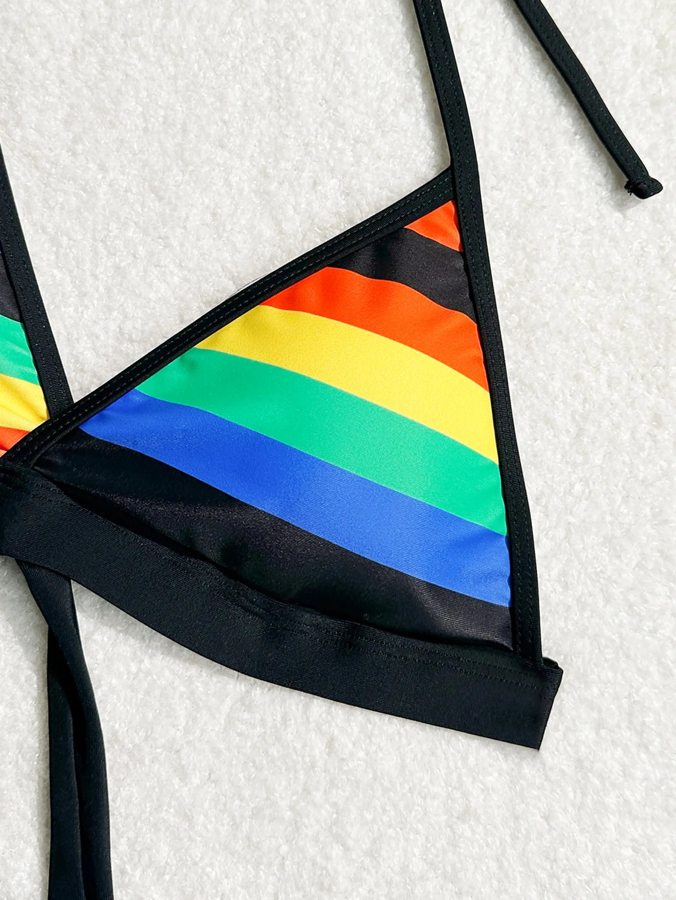 Women's Rainbow Color Bikini Set Sexy Beach Vacation Backless 2 Piece Swimsuit 2024 Summer Bathing Suit Bra Push Up Swimwear