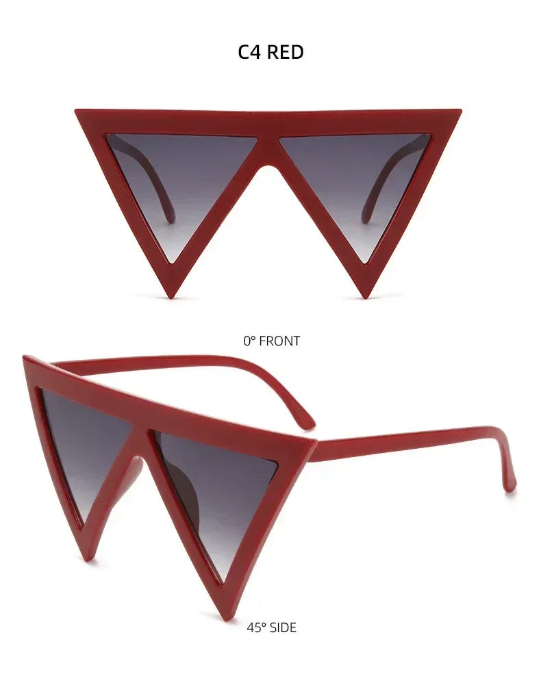 Oversized Triangle Punk Shiled Sunglasses Women Big Frame 2025 Luxury Brand Windproof Eyewear For Ladies UV400 Goggle Shades