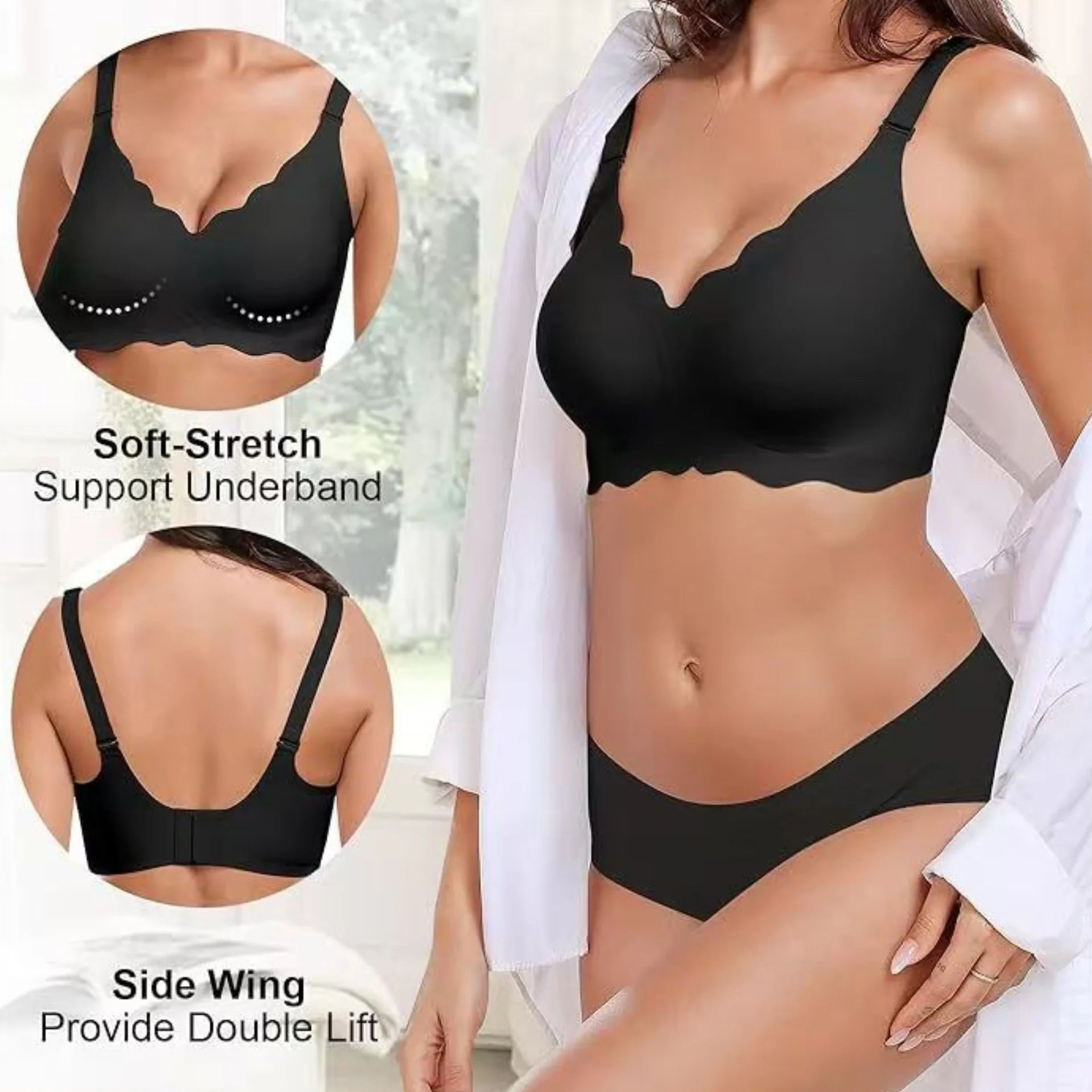 Plus-size Jelly-like Wire-free Bra Thin Molded Cups with A Wire-free Design Comfortable and Breathable Underwear Push Up