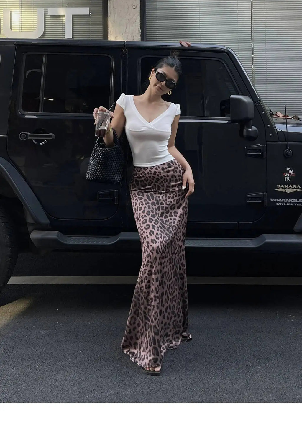 Sexy Leopard Print Half Length Skirt For Women's Summer New High Waist Slim Fashion Long Skirts Sweet Korean Women 2026 New 7KN