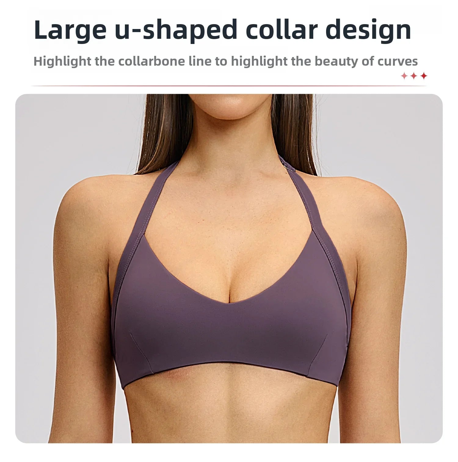 Summer Sports Bra Women Seamless Halter Top Fitness Bra High Support Push-up Open Back Gym wear Running Yoga Workout Underwear