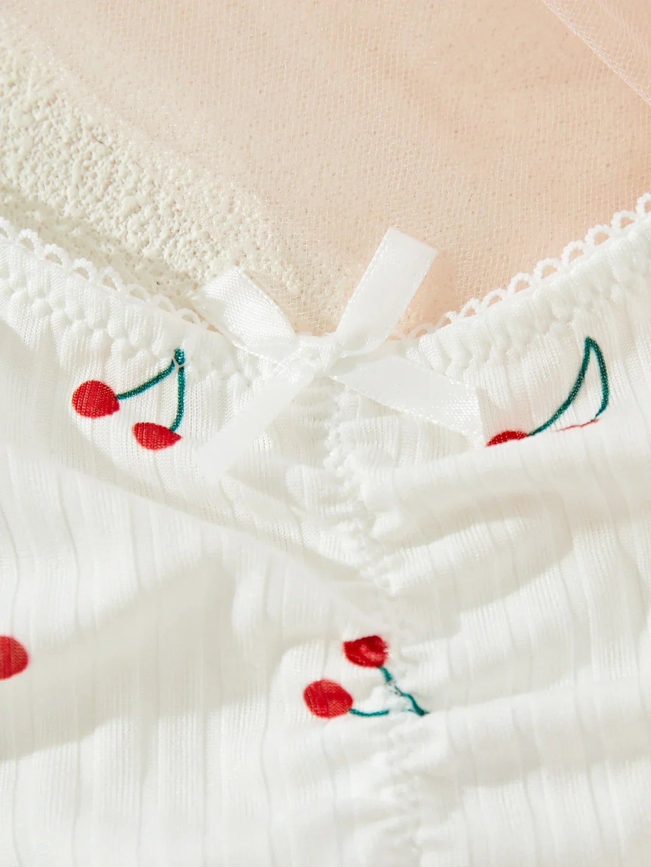 Young Girls Printed Homewear Night Cute Stretch Top And Panty Underwear White Sleepwear Set