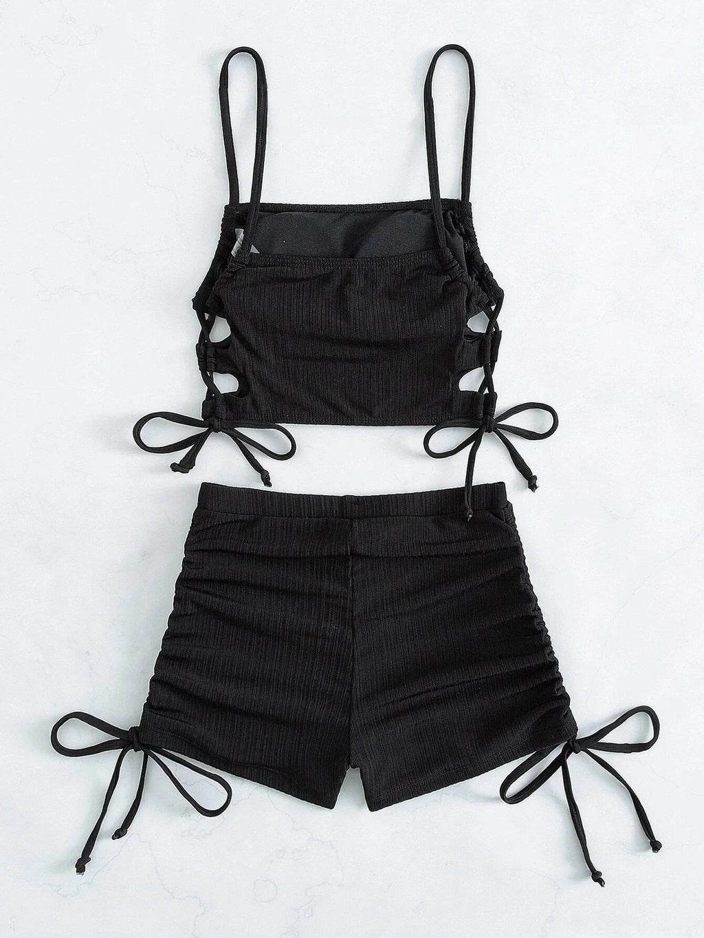 Sexy Bikini 2024 Women White Black Hollow Out Push Up Padded Two Piece Swimsuit Summer Bathing Suit Lace Up High Waist Swimwear