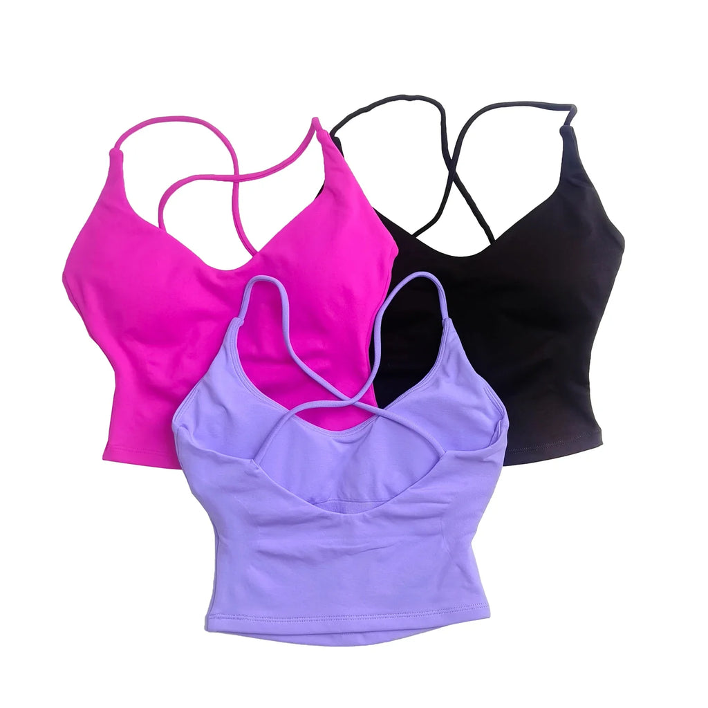 NCLAGEN Dynamic Strappy Top Gym Clothes High Support Push-up Fitness Tank Top Back Cross Workout Pilates Yoga Running sports Bra