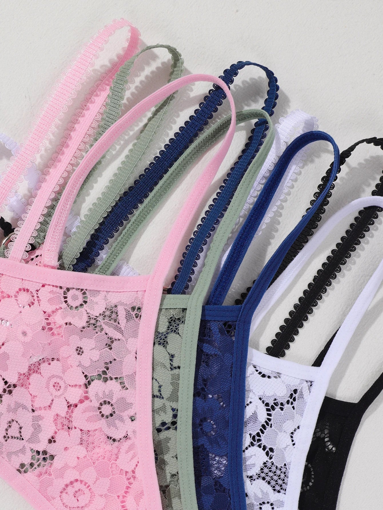 7pcs/pack Sexy Lace Women g-string Low Waist Solid Floral Panty Elegant Sexy Lingerie Comfortable Lady thongs Female Underwear