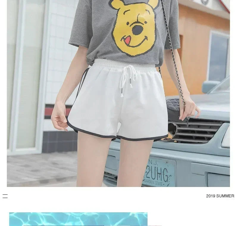 Women Striped Casual Shorts Korean Harajuku Loose All Match Sports Shorts Summer Fashion Simple Yoga Thin Mini Shorts Female