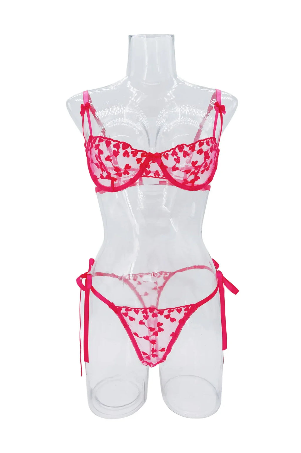 French Lace Heart Bra Set Girls Sexy Women Bralette Adjustable Transparent Embroidery Underwear Thong Bras Lingerie Panties Sets