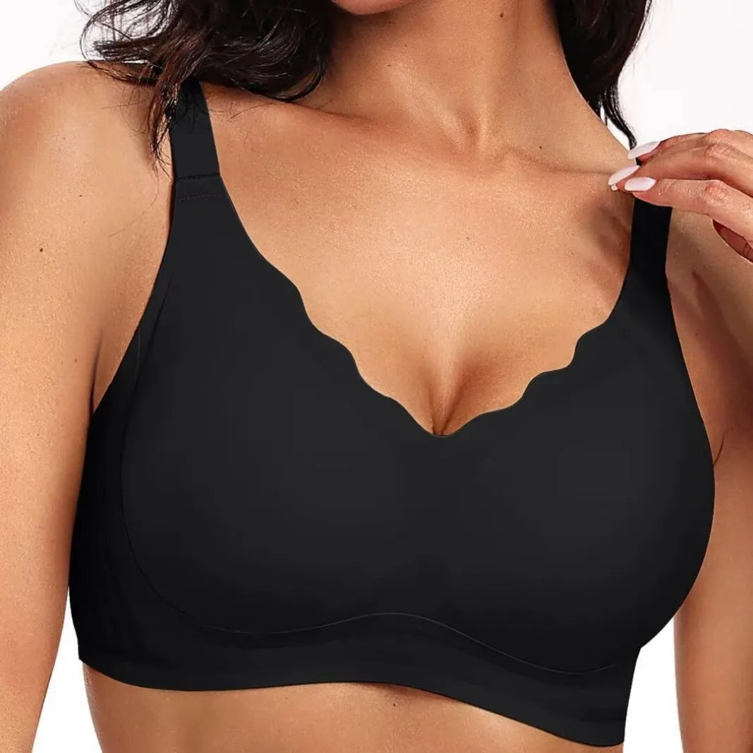 Women's Wavy Smooth Bra Wire-free and Seamless Bra Supports Side Breast Prevents Sagging Comfortable and Pushes Up