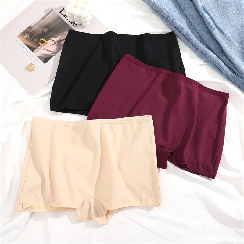 4Pcs/Set Women's Cotton Boxers Panties Seamless Sports Underwear Female Solid Color Cozy Lingerie Intimate Underpants XS-XL