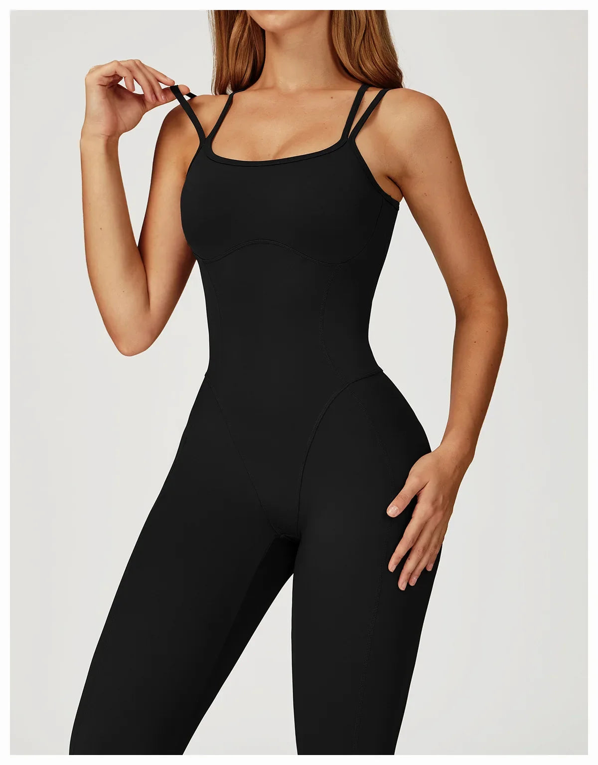 Hearuisavy Female Jumpsuit Long Elegant Sports Bodysuit Woman Gym Clothes Strappy Fitness Overalls Push Up Pilates Yoga Leotard