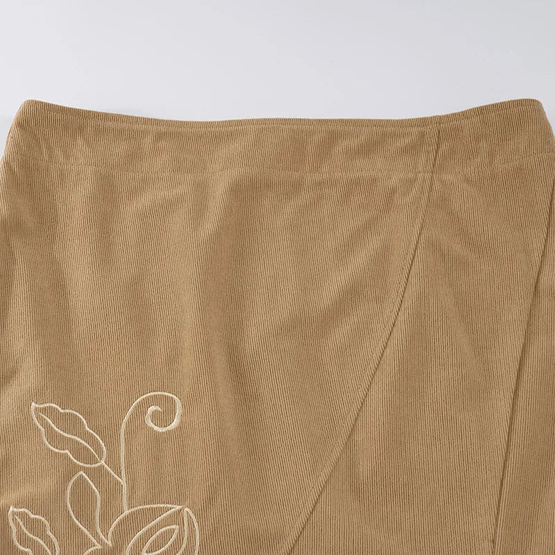 Trendix Women's Vintage Midi Skirt 2026 Summer High Waist Slim Ruffle Fishtail Skirts Party Side Slit Elegant Embroidery Skirt
