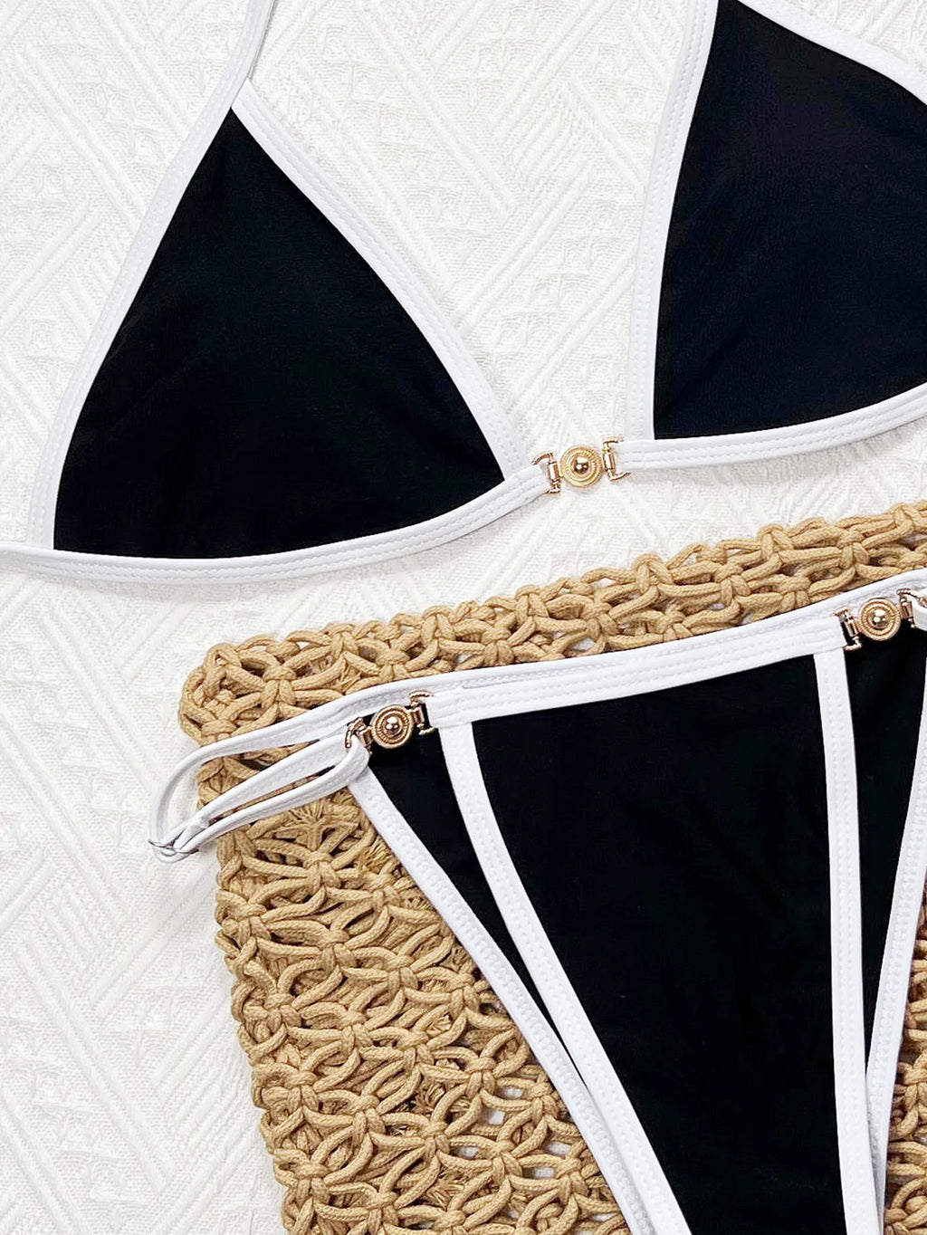 Sexy Black Contrast Bikini 2025 Women Luxury Push Up Bra Diamond Thong Swimsuit Brazilian Beach Bathing Suit Micro Swimwear