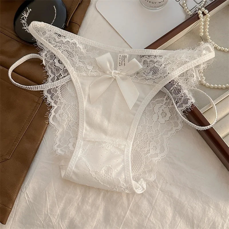 Girls Sexy G String Lace Panties Women Rhinestones Underwear Briefs Hollow Out Thong Transparent Lingerie Intimates
