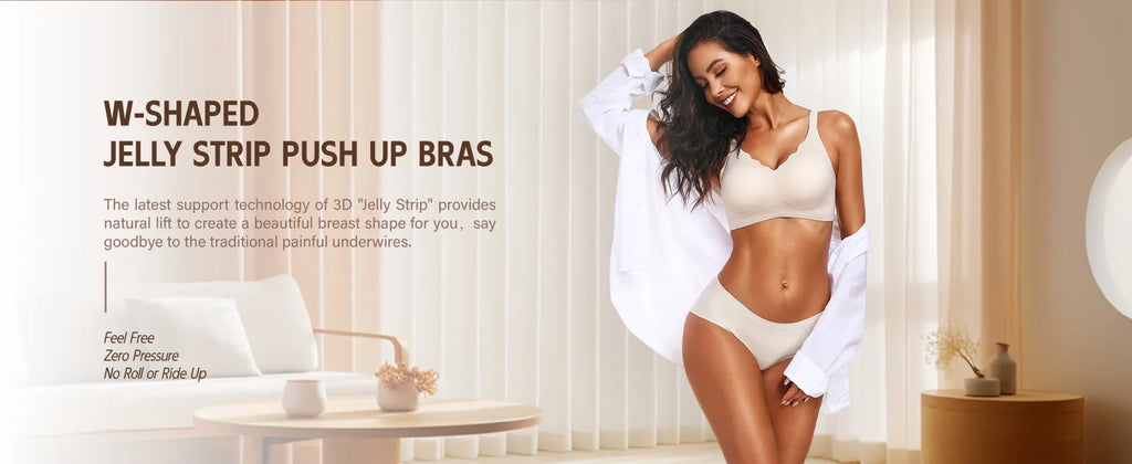 Women's Wavy Smooth Bra Wire-free and Seamless Bra Supports Side Breast Prevents Sagging Comfortable and Pushes Up